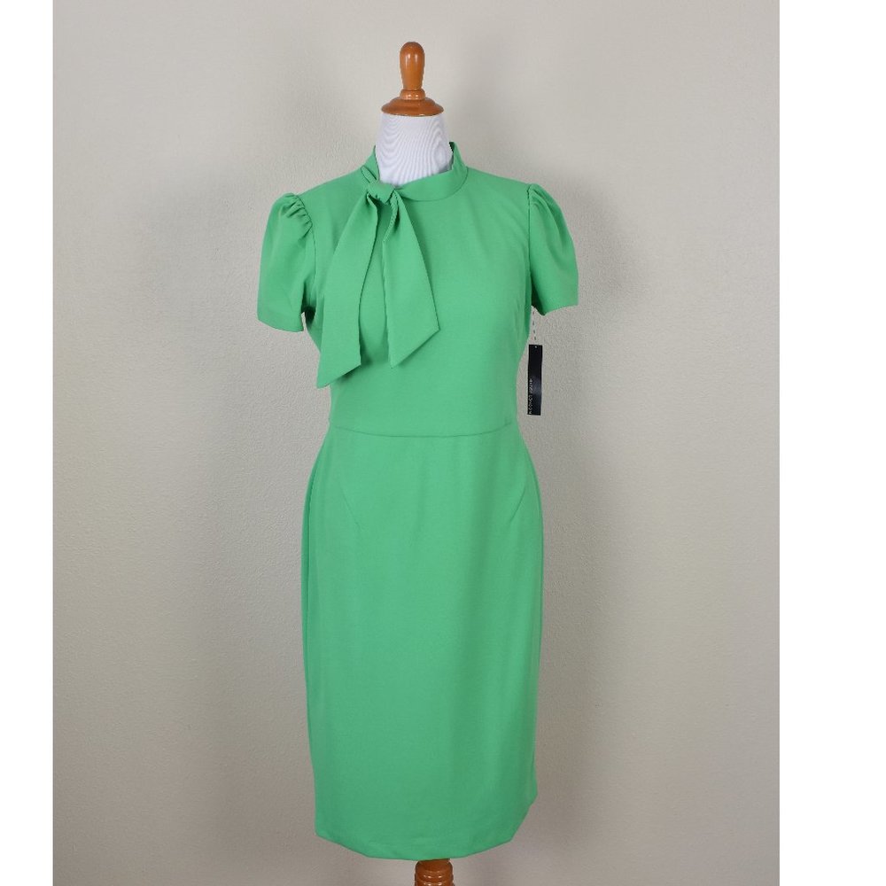Maggy London Green Tie-Neck Sheath Dress